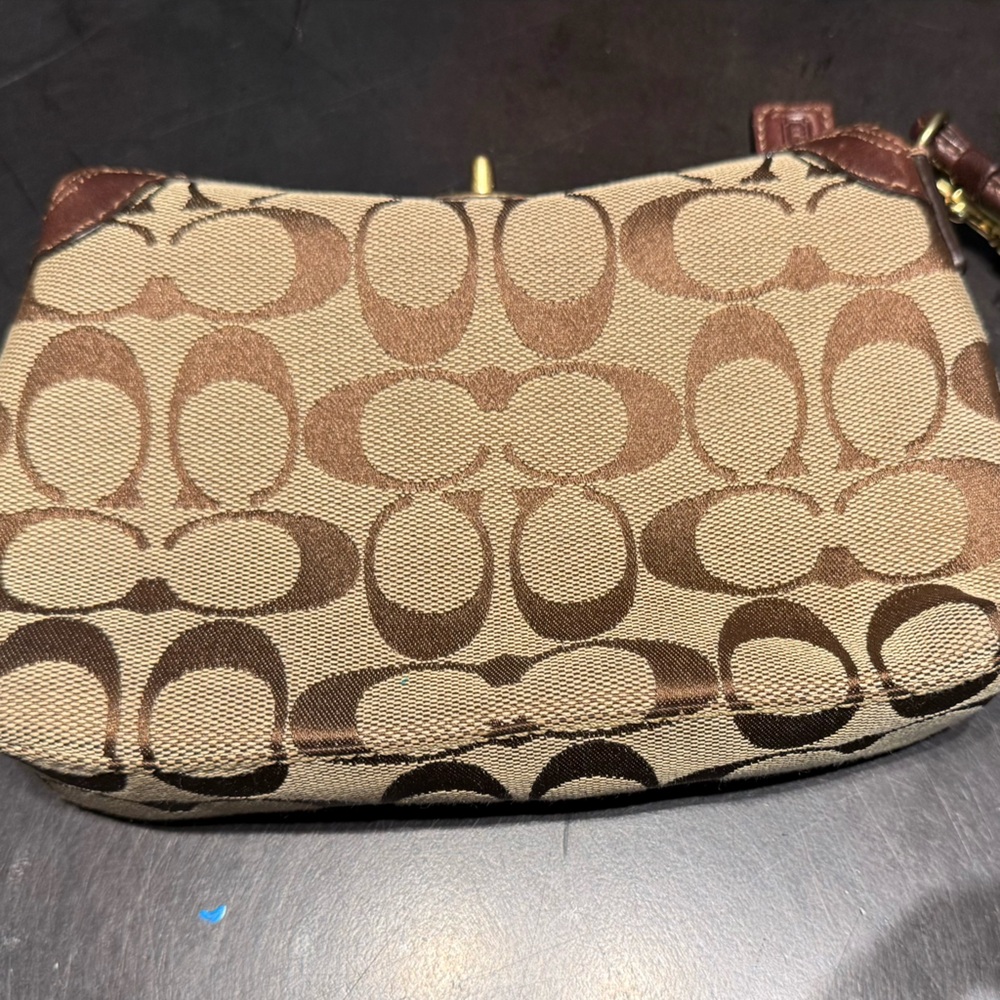 Coach Tan and Brown Patterned Clutch